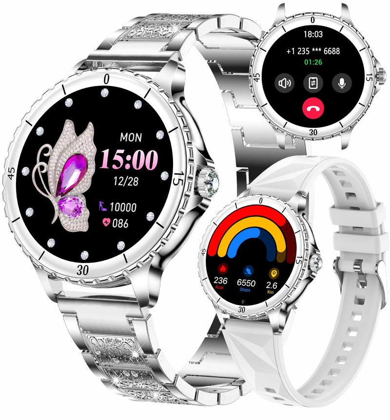 Smart Watch for Women, 1.27" HD Display,Answer/Make Calls, IP68 Waterproof Sports Women's Smartwatch, Fitness Tracker,Heart Rate Monitor, Pedometer – Compatible with Android & iOS (Silver)
