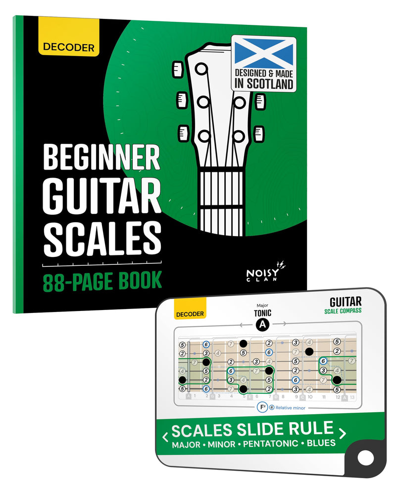Sliding Guitar Scales Compass & 88-Page Decoder Book for Beginners | Learn Major, Minor, Pentatonic & Blues Scales | Portable Guitar Learning Tool for Acoustic, Electric & Bass by Noisy Clan Scale Compass
