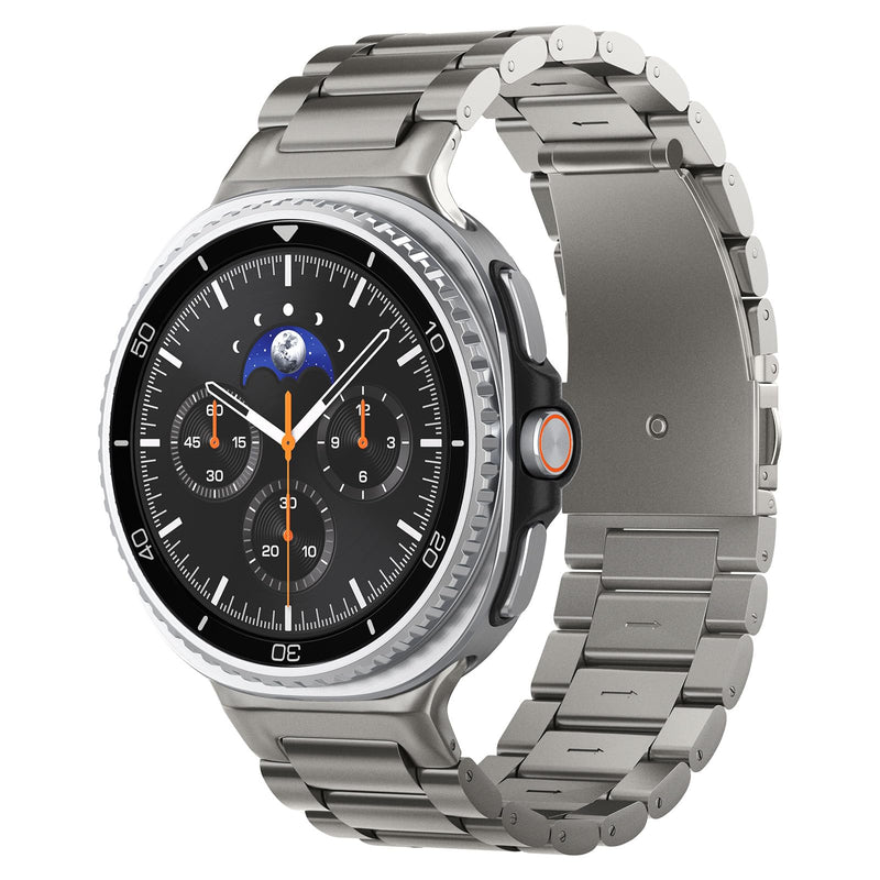 Spigen Modern Fit Titanium for Samsung Galaxy Watch Band | For Galaxy Watch 9/8 44/40mm, 8 Classic 46mm Premium Business Metal Adjustable Replacement Wristband Natural Titanium