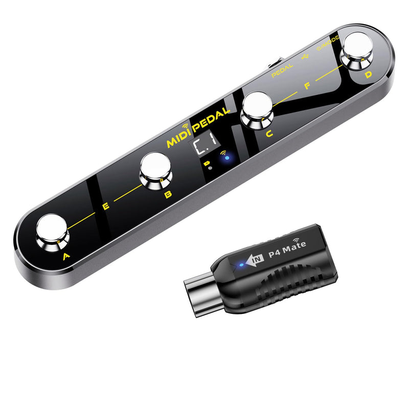 [AUSTRALIA] - Wireless MIDI Foot Controller Pedal with Mate MIDI Receiver, 4 Customizable Footswitches, Expression Pedal, Bluetooth & USB MIDI, PC App Programmable, 5 Modes - Works with DAWs, Synths, FX Units 