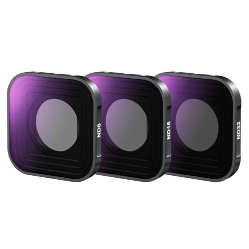 NEEWER ND Filter Set Compatible with GoPro Hero 13 12 11 10 9 (3 Pack), ND8 + ND16 + ND32 Screw On Multicoated HD Optical Glass Neutral Density Action Camera Lens Photography Accessories Kit, FL-GP13 Plastic Frame 3 Packs ND