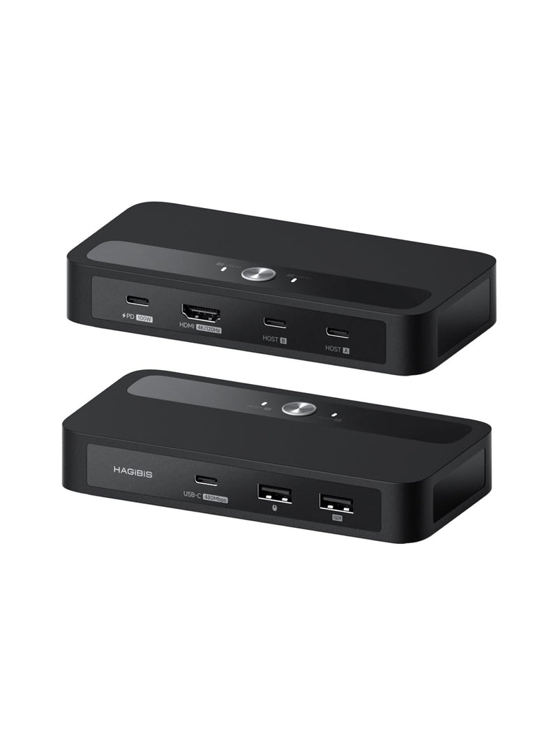 [AUSTRALIA] - Hagibis KVM Switch 1 Monitor 2 Computers with 100W PD, 4K@120Hz HDMI, USB-C KVM Switcher Hub Sharing Monitor Keyboard Mouse Printer Scanner for Switch2 macOS Windows Linux 