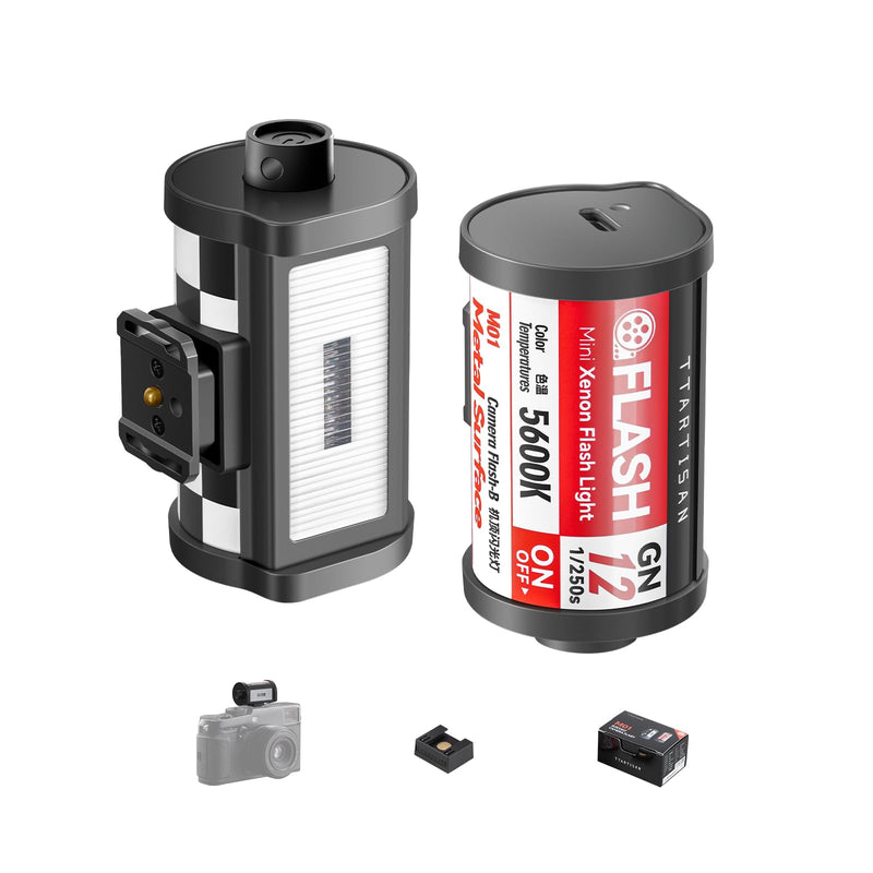 [AUSTRALIA] - TTARTISAN M01 On-Camera Flash, Mini Flash Speedlite for Hot Shoe Camera, Lightweight Xenon Flash Light with 4 Power Level GN12 5600K±200K Compact Retro Camera (1) 