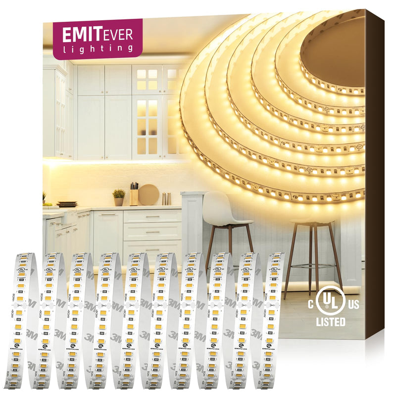 [AUSTRALIA] - EMITEVER LED Strip Lights Warm White 3000K, UL 24V LED Tape Light, 16.4ft, Ra 95+, IP30, 2.9W/ft, 240+Lumens/ft, 600LEDS/Spool, UL Listed 5 Year Warranty (Power Supply Sold Separately) 