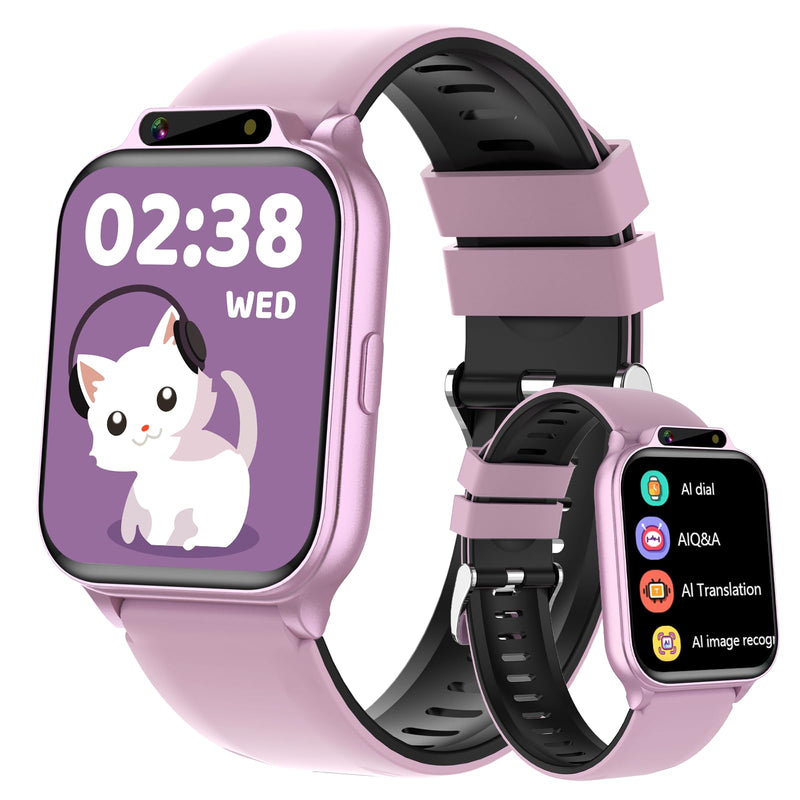 Smart Watch for Kids,1.85" Fitness Tracker with Heart Rate,Sleep Monitor,Built-in AI(Translation/Q&A/Watch Face/Image recognition Smartwatches,NO APP/Phone, Gift for Boys Girls.(Built-in AI, Pink) 1.85" Built-in AI