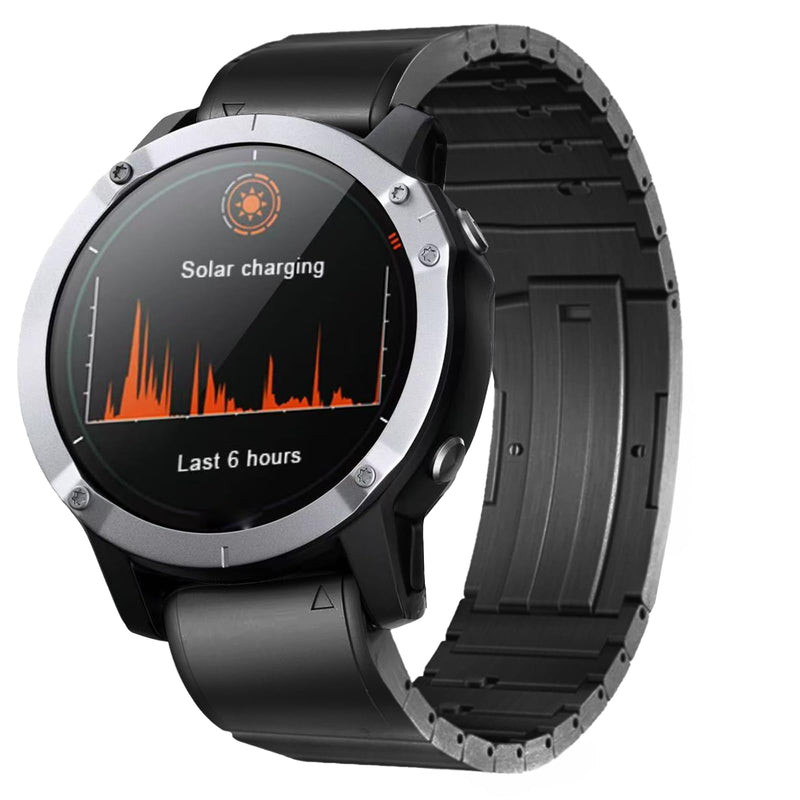 No Tool Needed Titanium Magnetic Band for Fenix 8/7X/6X/5X Plus, 26mm Titanium Metal Quick Release Strap for Garmin Fenix 7X Pro/6X Pro/5X Plus/Enduro 3/tactix 7 black
