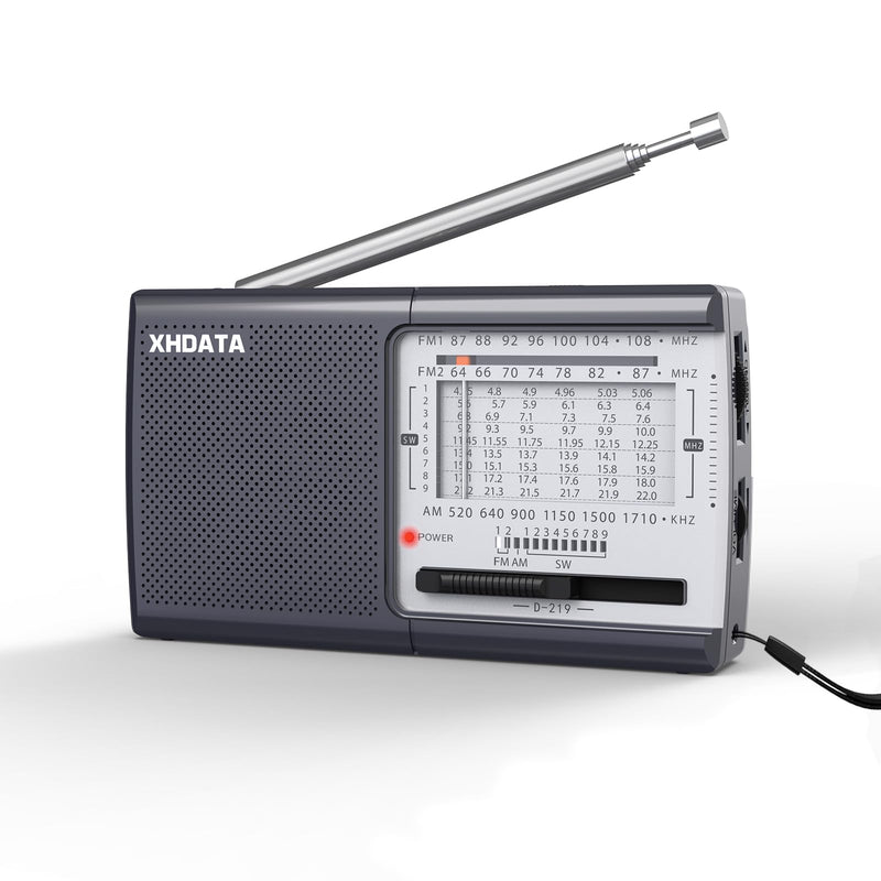 [AUSTRALIA] - XHDATA D219 Radios Portable Am Fm with Strong Reception Compact Design, Small Battery Operated Transistor Radio(AA) Clear Sound Speaker Earphone Jack Ideal Gifts for Elder, Family, Outdoor, Gray Grey 
