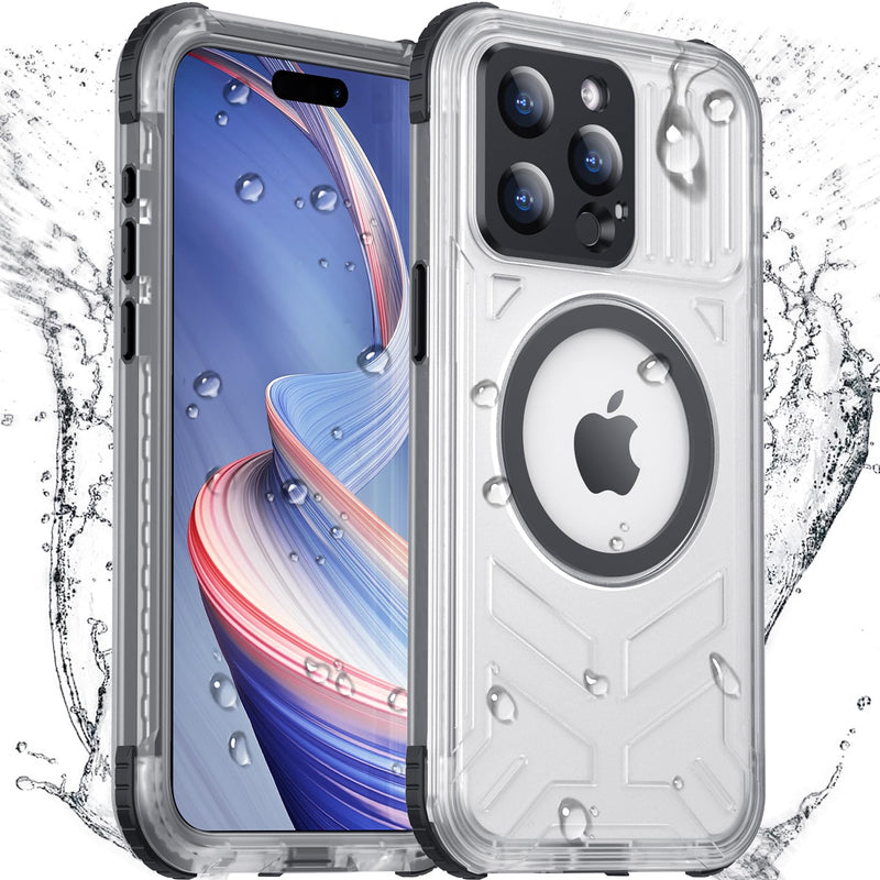 Magnetic for iPhone 15 Pro Case Waterproof,[Built-in Screen & Camera Protector][Full Body Shockproof][IP68 Underwater][Dustproof] Shockproof Phone Case for iPhone 15 Pro 6.1"-Black Black