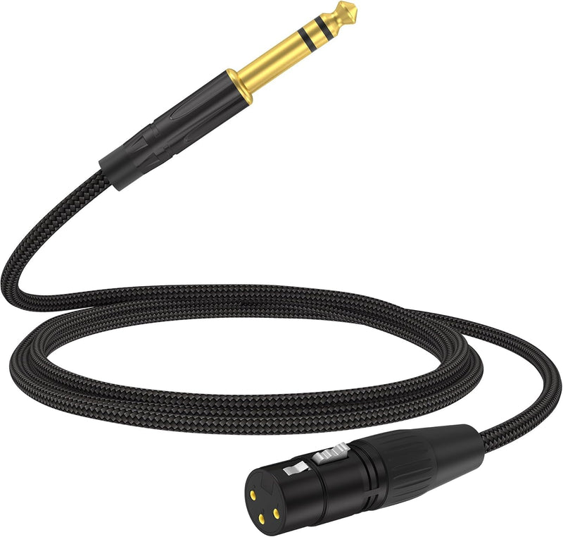 HOSONGIN XLR Female to 1/4 TRS Male Balanced Cable, 6.35mm Balanced Stereo Jack Cable with 3-Pin Connector, Nylon Braided for Live Sound, Electronic Organ, Mixers Studio Gear, 10 Feet 1-Pack Black