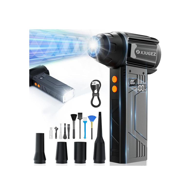 [AUSTRALIA] - Compressed Air Duster with Flashlight,180000RPM Electric Air Duster,4-Gear with Display High-Speed Electric Duster with Multi-Purpose Nozzles for Computer, Keyboard, Outdoor, House and Car 