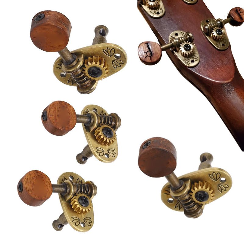 [AUSTRALIA] - 4Pcs Ukulele Tuning Pegs, Acoustic Guitar Pegs 2R 2L Machine Heads, Elegant Rosewood Bronze Zinc Alloy Ukulele Tuners with Sleeves and Screws for 4 String Instruments 