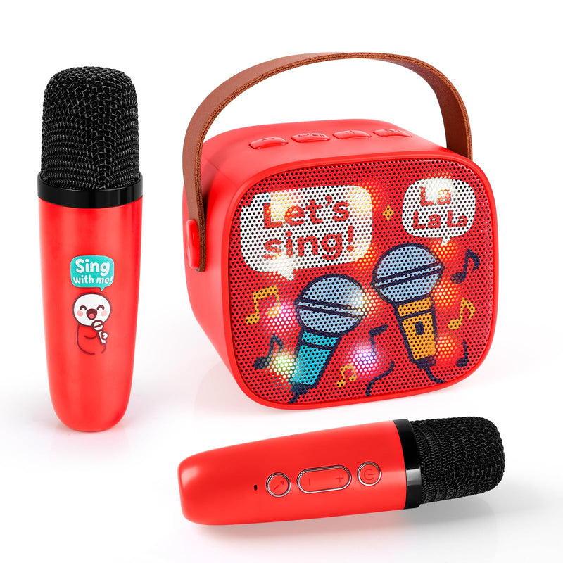 Karaoke Machine for Kids, Portable Bluetooth Mini Karaoke,with 2 Wireless Microphones,Support TF/AUX Input/Funny Magic Voice for All Smartphones,Birthday, Family,Home Party (Song)