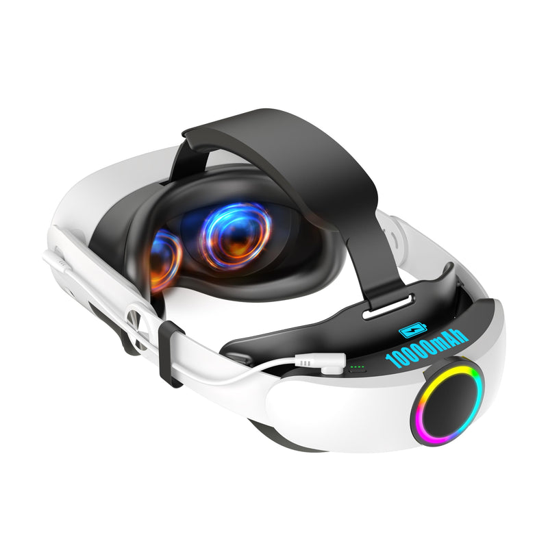 10000mAh Battery Head Strap Compatible with Meta Quest 3/3S | Rechargeable Battery Pack, Extend Playtime 2-4H, Comfortable, Reduce Facial Stress, RGB Lighting, Elite Strap Accessories