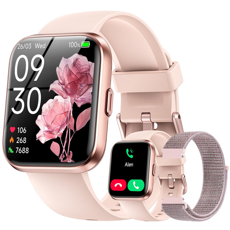 Smart Watches for Women, 1.85" HD Alexa Smart Watch for Android Phones & iPhones with Calls/Messages/Reminders, 3ATM 120+ Sport Modes Fitness Tracker Watch for Women with Heart Rate/Sleep/SpO2 Monitor Pink
