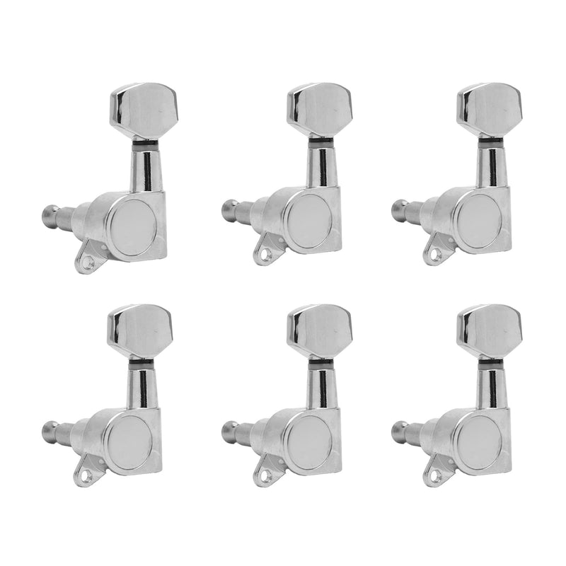 6Pcs Left Hand Sealed Guitar Tuner Pegs,Big Square Electric Guitar String Tuning Pegs Keys Machine Heads for Fender Strat Stratocaster Tele Telecaster/Electric Guitar (Silver) Silver