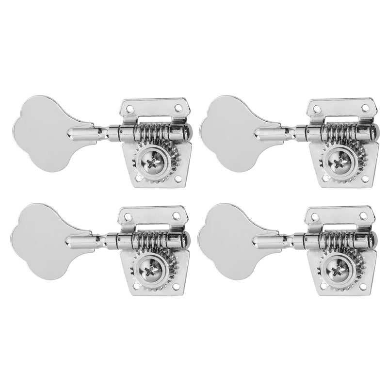 [AUSTRALIA] - 4L Vintage Open Gear Bass Tuners Machine Head Tuning Keys Pegs Set Left Hand for Jazz Precision P Bass Replacement, Chrome 4 Left 