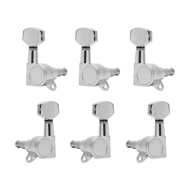 3 Left 3 Right Hand Sealed Guitar Tuner Pegs,Big Square Electric Guitar String Tuning Pegs Keys Machine Heads for Fender Strat Stratocaster Tele Telecaster/Electric Guitar (Silver) Silver