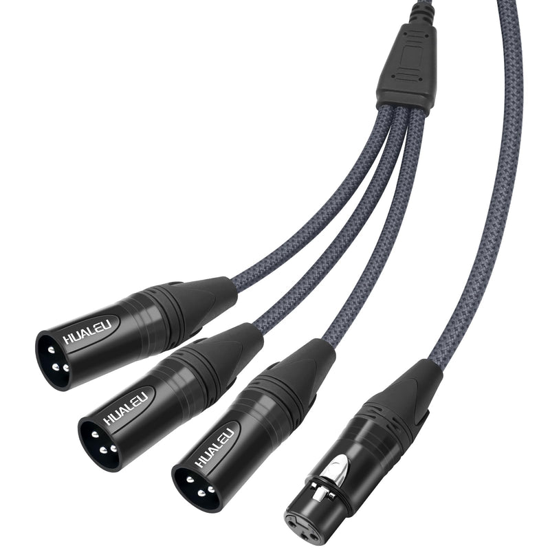 5FT XLR 1 Female to 3 Male Y Splitter Cable,3 Way XLR Splitter Balance 1 Female to 3 Male Audio Cable for Mixer Microphone-One Microphone Connects 3 interfaces 1 Pack 5Feet XLR 1 F To 3 M