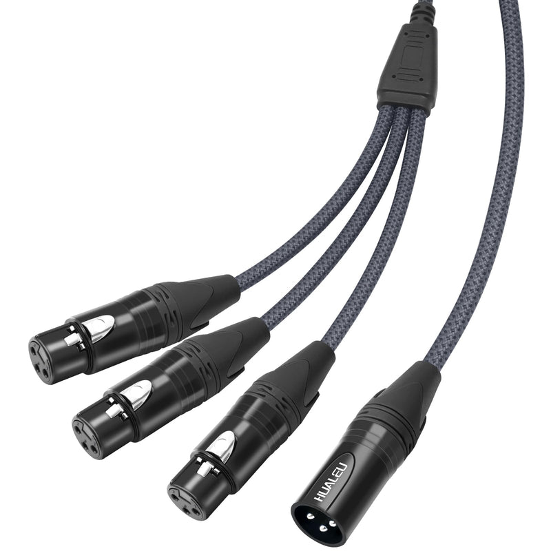 5FT 3Pin XLR 1 Male to 3 Female Y Splitter Cable,3 Way XLR Splitter Balance 1 Male to 3 Female Audio Cable for Mixer, Microphone,3 Microphones are Connected to one Input 5Feet XLR 1 M To 3 F