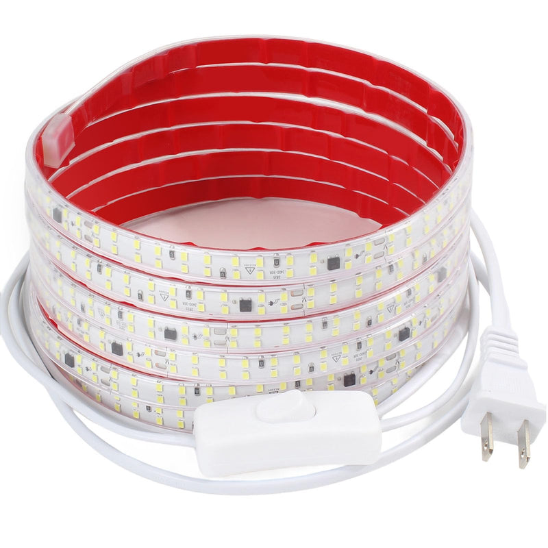 [AUSTRALIA] - LED Strip Lights Outdoor Waterproof 16.4FT AC 110 Volts Cuttable LED Light 5M 240LEDs/m 4000K with Adhesive Double LED Bead Lighting for Bedroom Indoor Patio Christmas Decor White 4000K 