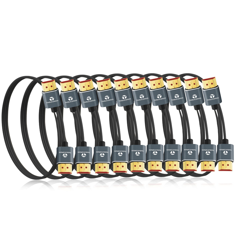 Thsucords Ultra Thin 8K 4K HDMI Cables 3.3FT 10 Pack, Slim & Flexible Soft High Speed HDMI 2.1 Lead Support 4K@120Hz 8K@60Hz 48Gbps for Roku TV/HDTV/PS5/Blu-ray 10-PACK