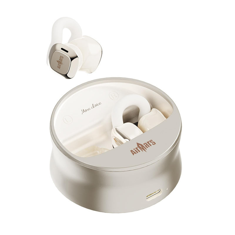 AIRMARS Open Ear Earbuds, Bluetooth 5.4, 25Hr Battery Life, Clip-On Design, 360° Sound, Compatible with iPhone Android (Champagne Gold) Champagne Gold