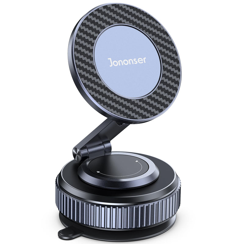 Jononser Suction Phone Mount for Car Dashboard/Windshield - 360°Adjustable Magnetic Phone Holder for Car, Foldable Car Phone Holder for iPhone 17/16/15/14/13/12 Series (Carbon Fiber & Aluminum Alloy) Black
