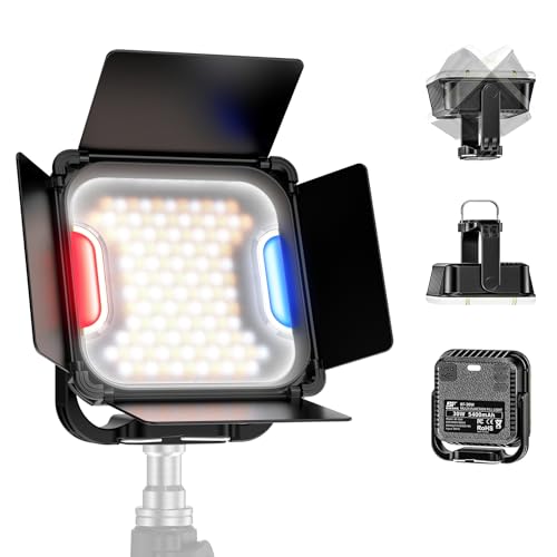 138 LED Camping Lantern, Video Light, 2500K-9000K, Rechargeable 5400mAh, 180° Adjustable, Hangable, Magnet, Tripod Mountable, CRI 95+, Pocket Lanterns for Power Outages, Camping Essentials Black