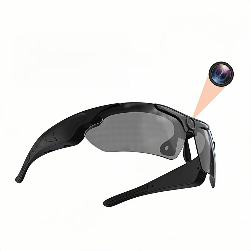 XUMIUZIY Camera Glasses, HD 1080P Sports Sunglasses Camera Video Glasses, Audio and Video Recording, Outdoor Wearable Polarized Lenses for Cycling, Hiking (Black)