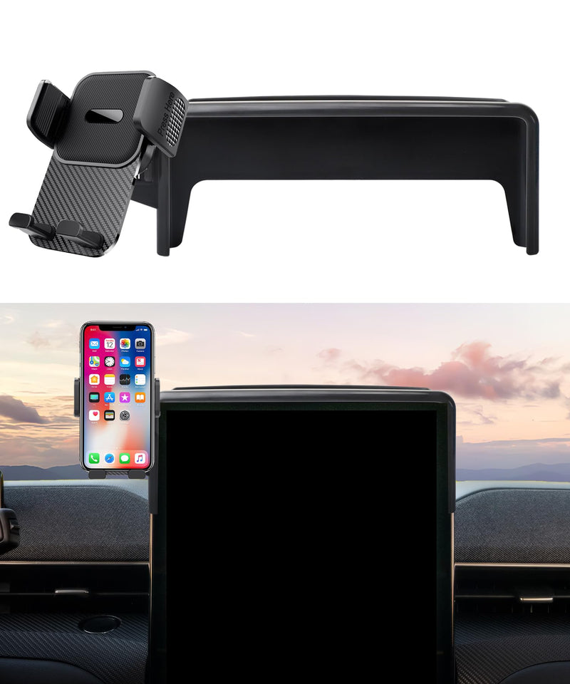 Car Phone Holder for 2021-2025 Ford Mustang Mach-E Accessories 15.5 Inch Screen Fixed Clip Adjustable 360 Degree Rotation Cell Phone Mount Hands Free Clamp Cradle