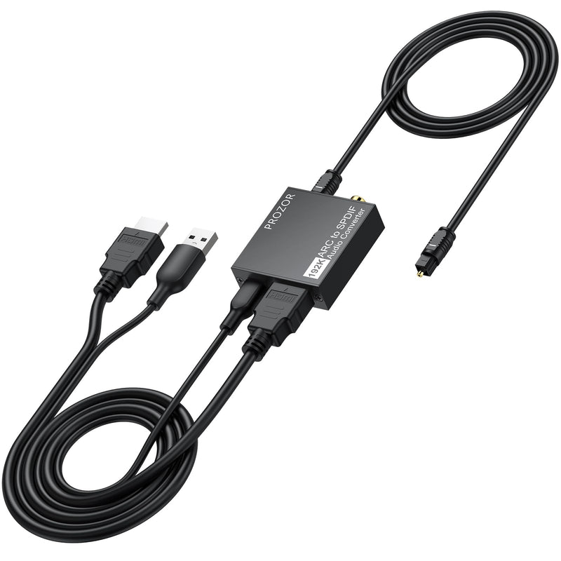PROZOR 192KHz HDMI ARC to Optical Audio Adapter, 7ft/2.1m ARC Audio Extractor, HDMI(ARC) to Optical Toslink/Coaxial Converter, for TV to Speaker Amplifier Soundbar (Not Reversible) ARC to Optical/Coax 7ft