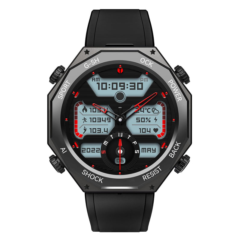 Rogbid Smart Watch for Men 680mAh 1.45" AMOLED 5ATM Waterproof Fitness Tracker Watch Heart Rate Blood Pressure Sleep Monitor Bluetooth Calls Military Sport Smartwatch for iOS Android Phones Black