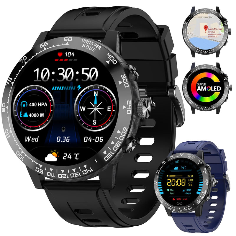 Smart Watch for Men, 1.5" AMOLED Fitness Tracker with GPS & IP67 | Answer/Make Calls for iOS Android, 170+ Sports, Heart Rate Sleep Monitor Blood Oxygen, Altitude Barometric Pressure