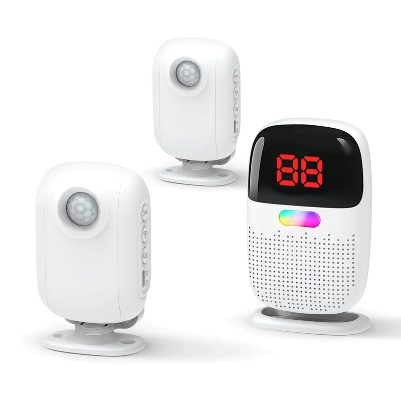 [AUSTRALIA] - PILSAMAS Bed Alarms for Elderly Dementia Patients - Digital Sensor ID Display & Clip-On Caregiver Pager, Wirelss 1000ft Range, No Month Fee, Motion Sensors for Fall & Room Exit Alerts 2 Sensors+ 1 Receiver 