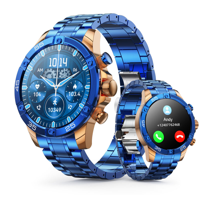 Mens Smart Watch 1.53" Fitness Tracker w/Heart Rate & Sleep Monitor, 7-Day Battery, IP67 Waterproof, Bluetooth Calls/Notifications, 100+ Sports Modes for Men Women (Blue) Blue