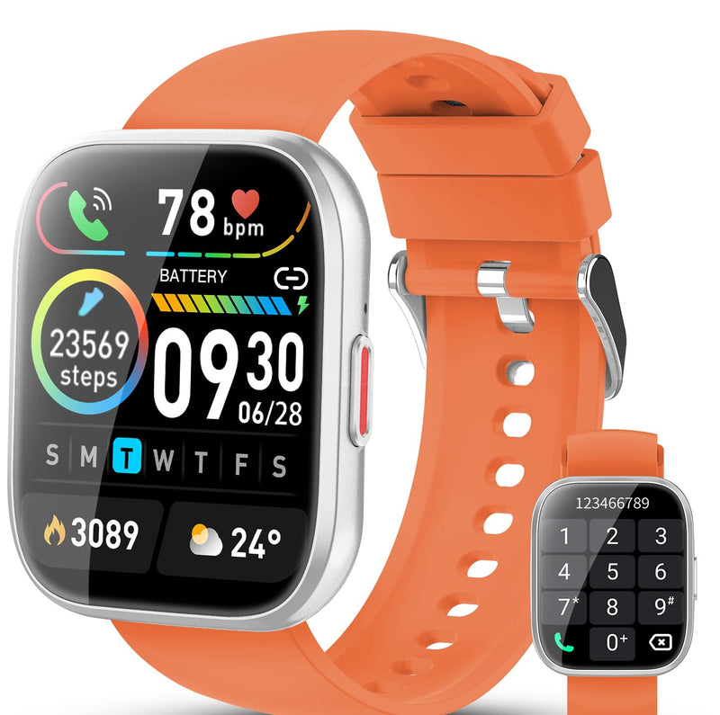 Smart Watch for Men Women Android & iPhone, 1.83" HD Touchscreen Smartwatch with Answer/Make Calls, 112+ Sports Modes IP68 Fitness Tracker, Fitness Watch with Sleep/Step/Heart Rate Monitor, Orange