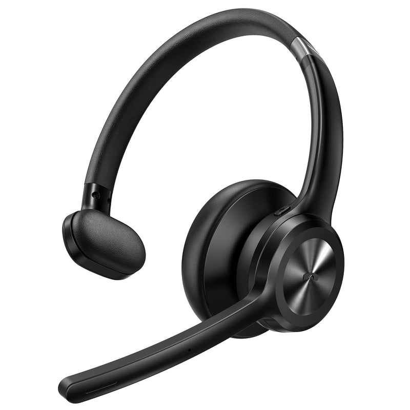 [AUSTRALIA] - TECKNET Trucker Bluetooth Headset, Wireless Headset with Mic for Work, V5.2 Bluetooth Headphones with AI Noise Cancelling Microphone, 60H Battery, On-Ear Headphones for Call Center, Office, Drivers Black 