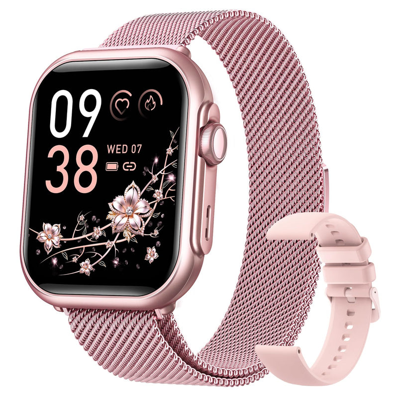 Smart Watches for Women (Android/iPhone), 1.83" HD Smart Watch with Calls/Messages/Notifications, Sleep/Heart Rate/SpO2/Blood Pressure Monitor, 110+ Sports Modes Fitness Tracker Watch, 1000mAh Battery Blush-Pink