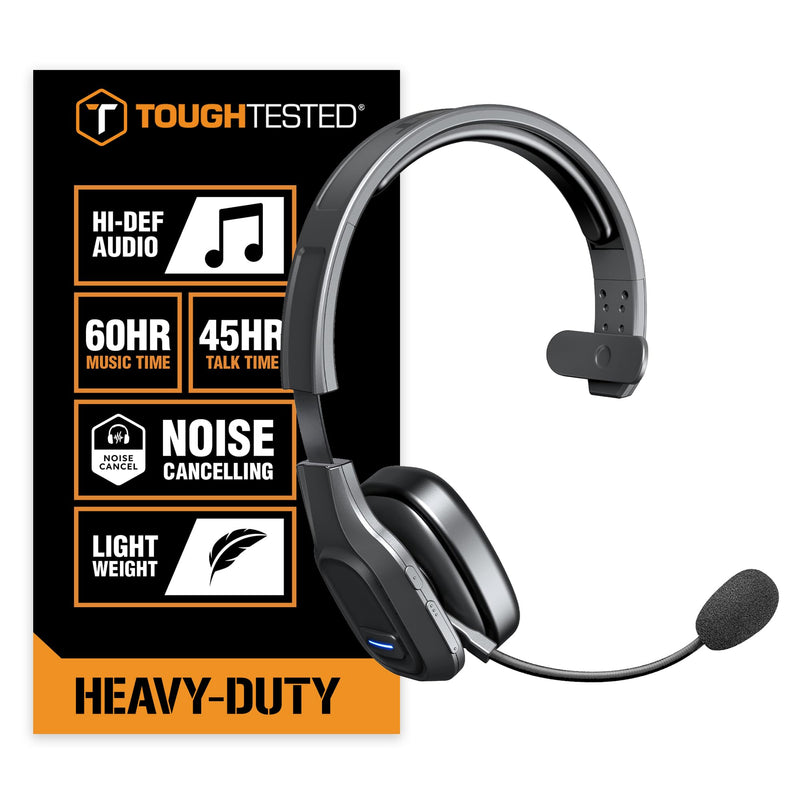 ToughTested PROCOMM 724 Trucker Headset with Noise Cancelling Mic | Wireless Bluetooth headset with 40Hr talk time, 60Hr music, HD sound, and dual device pairing for drivers.