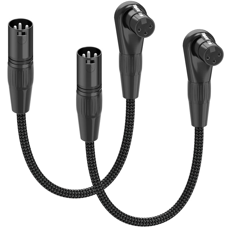 HOSONGIN Right Angle XLR Cable, Adjustable-Angle Female to Straight Male 1FT, 90 Degree Mic Cord for Mixer, Studio, Podcast - 2 Pack