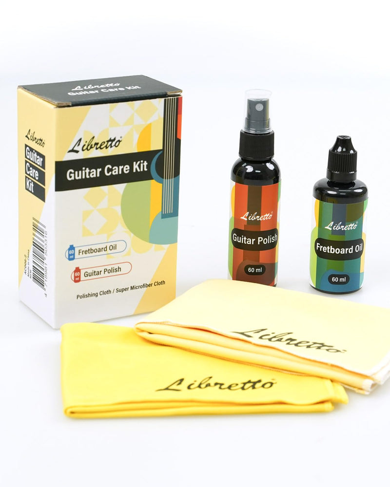 Libretto Guitar Cleaning Kit, 2 Pack Guitar Maintenance Set with Polish, Fretboard Oil and 2 Microfiber Cloths, All in One Care for Acoustic and Electric Guitars 2-Pack