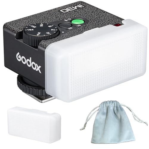 Godox Flash iM30 Mini Flash with Diffuser for Canon/Sony zv1 zve10 /Nikon/Fuji/Olympus Universal Hotshoe Cameras, Speedlite GN 15, 7 Power Levels, 6500K±200K, 230 Full-Power Camera Flashes