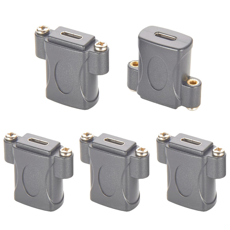 Screw Panel Mount USB 3.1 Type C Coupler Converter 10Gbps USB C Female to Female Gender Changer 100W Pass Through Bulkhead Extender Socket Connector for Data Transfer Charging (5PCS) 5PCS