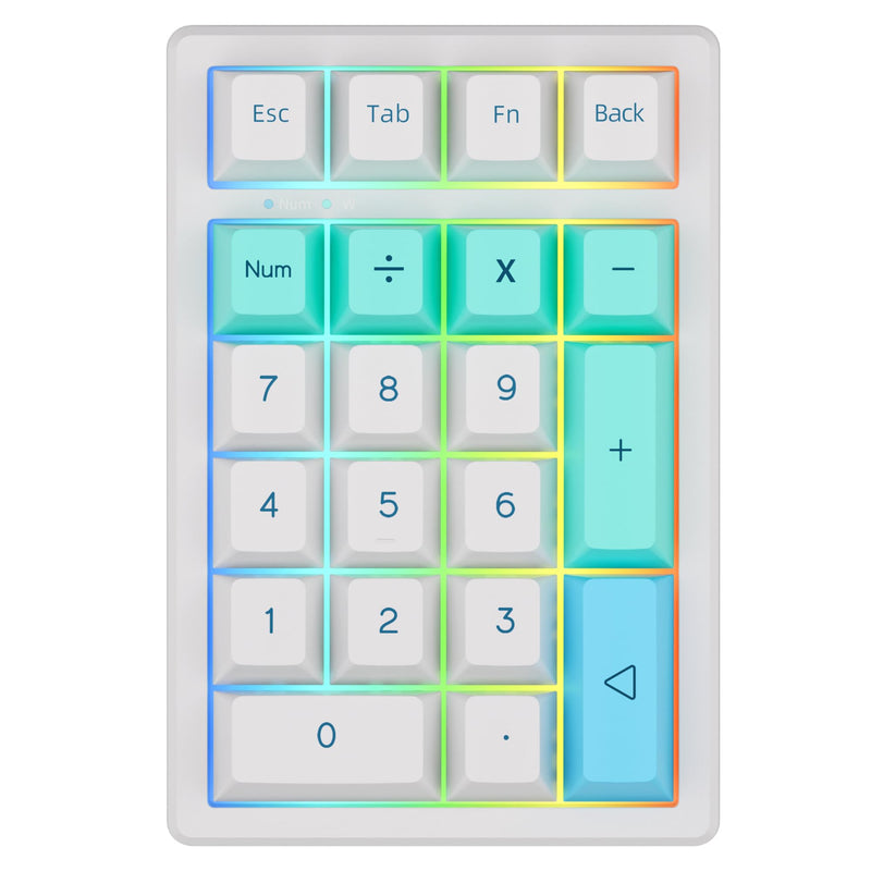 KEYCOOL K21 Mechanical Number Keypad Wireless Numeric Keyboard, Hot-swappable Bluetooth Numpad 5.0/2.4GHz, RGB Numerical Programmable Keyboard for Laptop Mac Win iOS Android Black