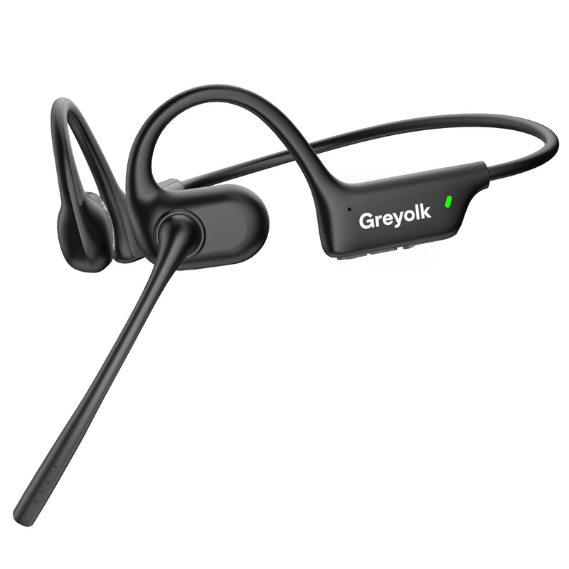 [AUSTRALIA] - Open Ear Headphones with Mic, Bluetooth Headset with AI Noise Cancellation Microphone Air Conduction Headphones Bluetooth 5.4 Wireless Headset with Mic for Work Call Meeting Driving Sports（Black） 