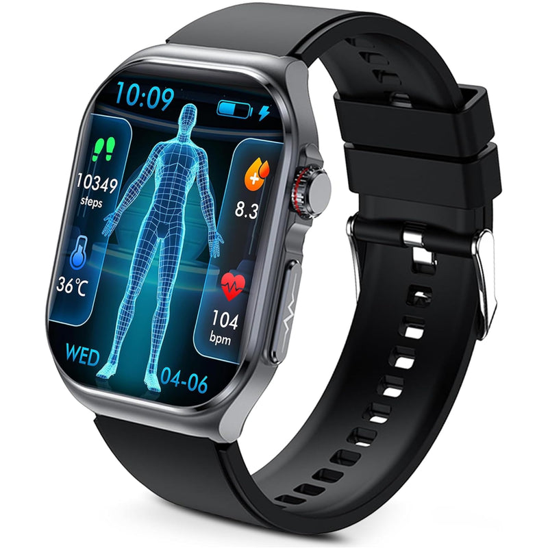 Advanced Smart Watch for Men Women - 2.04" HD Health Smart Watches with Answer/Make Call, 24H Heart Rate Monitor Smartwatch for iOS/Android Black