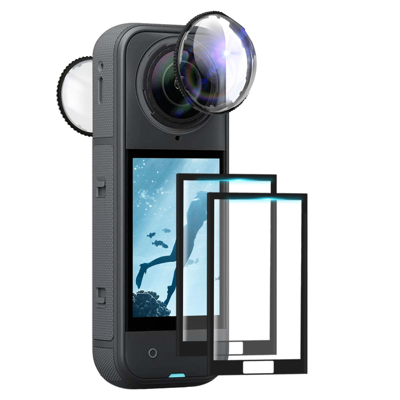 [AUSTRALIA] - JZW-SHOP Premium Lens Guards with 2 Screen Protector Compatible with Insta360 X5, 10H 98% High Transparency Tempered Optical Glass, Scratch-resistant Protective Lens Cover, Insta 360 X5 Accessories kit 