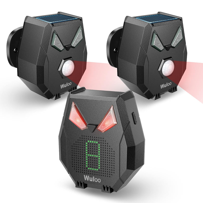Solar Wireless Driveway Alarm Alert Outside 2000ft Range, Outdoor Motion Sensor & Detector Driveway Alert System with Rechargeable Battery/Weatherproof/Mute Mode/Expandable(1 Receiver and 2 sensors)