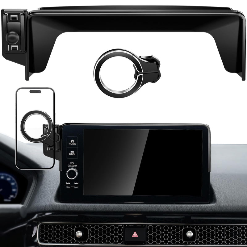pop-tech Magnetic Phone Holder for Honda Civic 11th Gen 2022 2023 2024 2025 2026, 360° Car Screen Phone Mount Made for Civic Hatchback Sedan Touchscreen, Compatible with Magsafe iPhone Accessories for 2022-2026 Civic