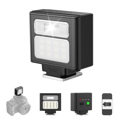 ULANZI SL02 Camera Flash with Video Light, GN8 6500K Mini Flash Speedlite SL02-Mini Flash with Light